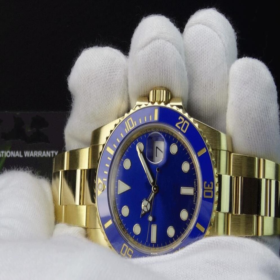 Dostawca fabryki luksus 18K żółte złoto szafir 40 mm męski zegarek na nadgarstku niebieska tarcza i ceramiczna ramka 116618 STAL AUTOMATIC RUCHED271S