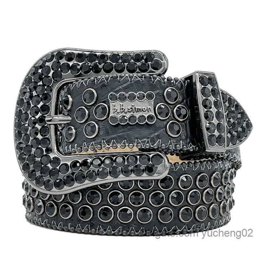 Mannen 2023 Vrouwen Bb Simon Riem Luxe Designer Riem Retro Naald Gesp Riemen 20 Kleur Kristal Diamant Yucheng02238C