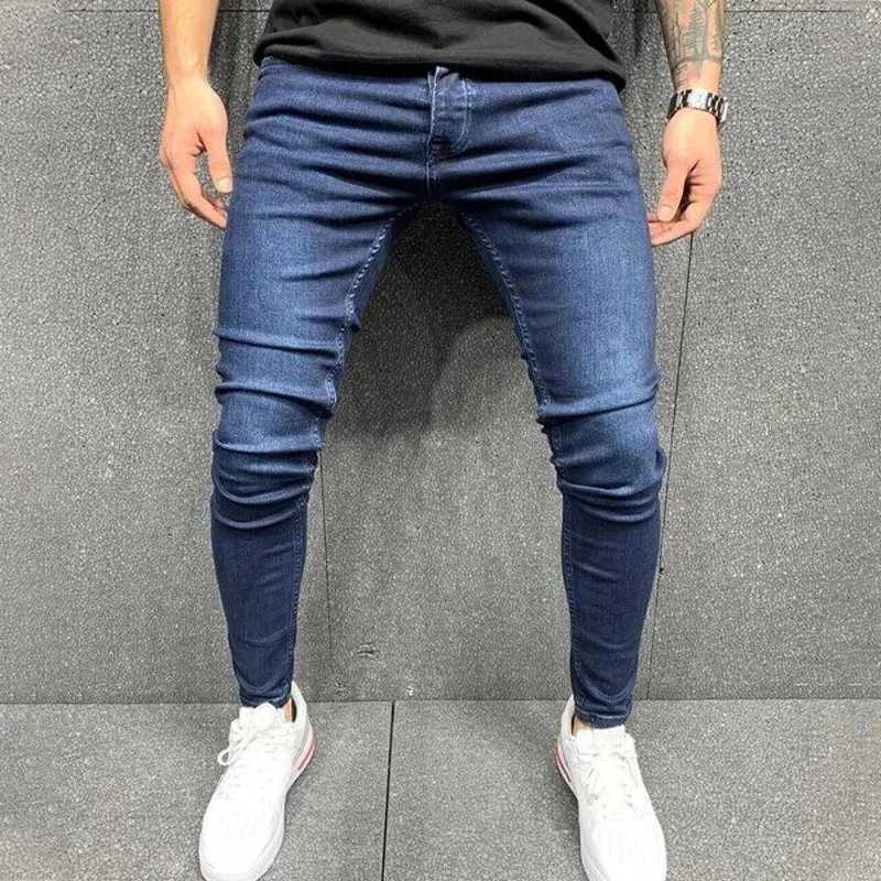 Męskie dżinsy 2023 Nowe męskie rozciągliwe chude dżinsy Solid kolor Slim Fit Casual Pants Modna Mens Designer Ubrania streetwearne dżinsowe spodnie 2403