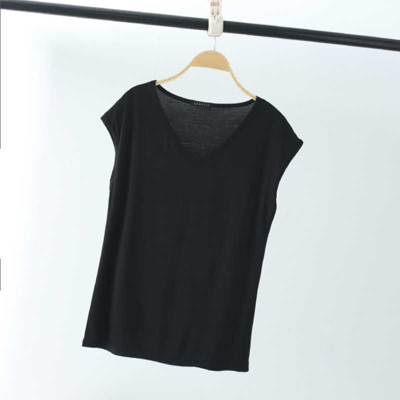 2023 Sleeveless T-shirt Womens Summer New Solid Color Slim Fit Modal Cotton V-Neck Casual Bottom Shirt Overlay Top