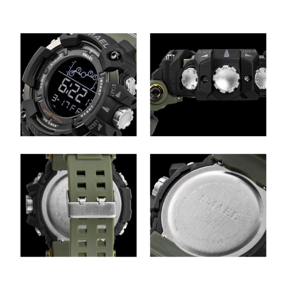 Męski zegarek wojskowy odporny na wodę Smael Sport Army LED Digital Brance Stopwatches dla mężczyzn 1802 Relogio Masculino Watches302c
