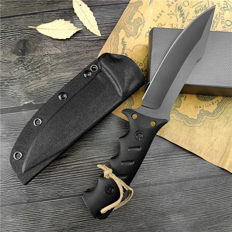 Nova lâmina de aço verde/preta 8cr13mov g10, faca de caça com bainha kydex, faca tática de bushcraft, facas de sobrevivência