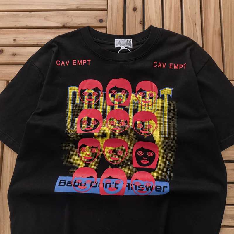 T-shirt da uomo Avatar rossi stampati T-shirt CAV EMPT C.E con maglietta nera oversize di alta qualità abbigliamento da strada ampio T-shirt CAVEMPT con etichetta J240316