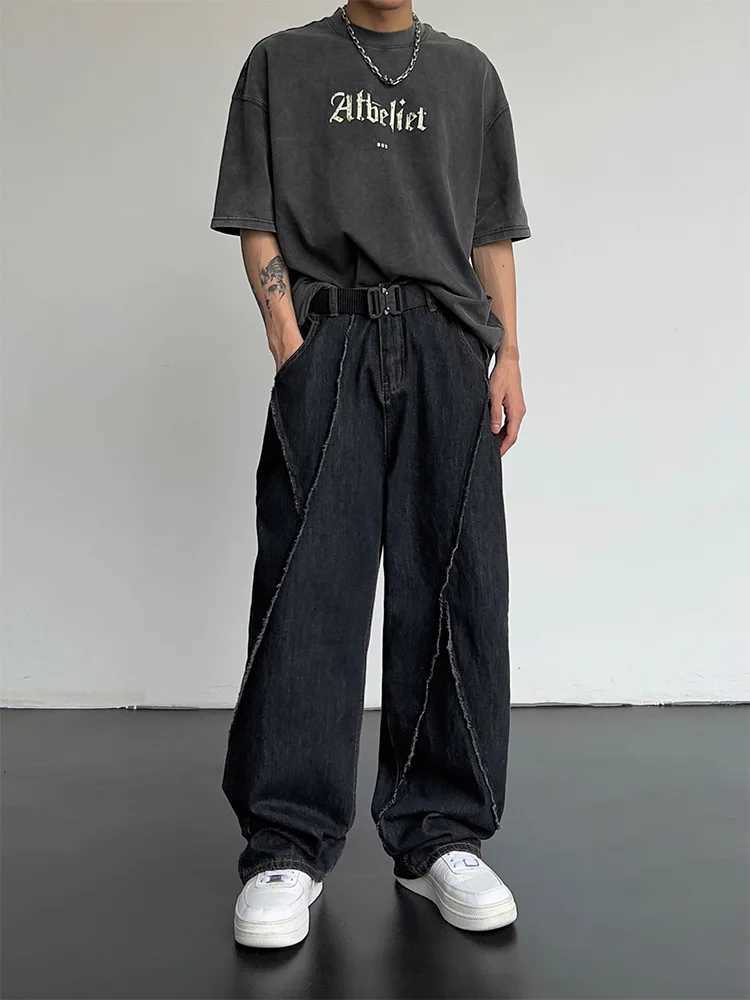 Men's Jeans 2023 New Summer Jeans Men Patchwork Denim Trousers Male Oversize Loose Casual Wide-leg Pants Streetwear Harajuku ClothingL2403