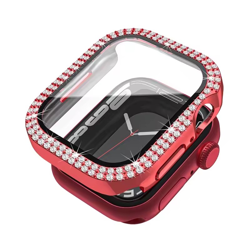 Diamond Watch Glass Case für Apple Watch Series 8 7 6 5 4 3 2 1 Cover 49 mm 38 mm 40 mm 41 mm 45 mm 44 mm Vollformatiger 3D-Displayschutz aus gehärtetem Glas