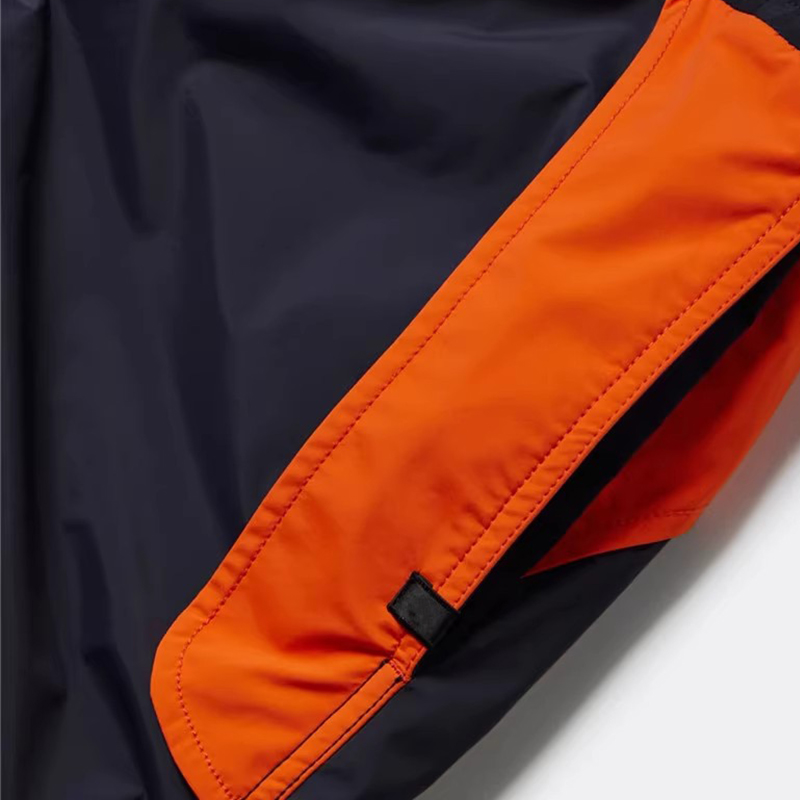 Casual Shorts Quick Drying Beach Men's Shorts Black Orange Pathwork Colors