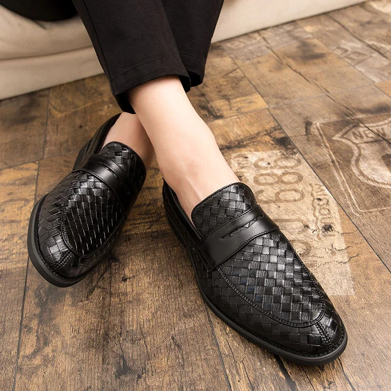 Männer Frühling und Herbst Schuhe Marke Woven Leder Casual männer Loafer Fahren Mokassins Flache Schuhe Zapatos Hombre