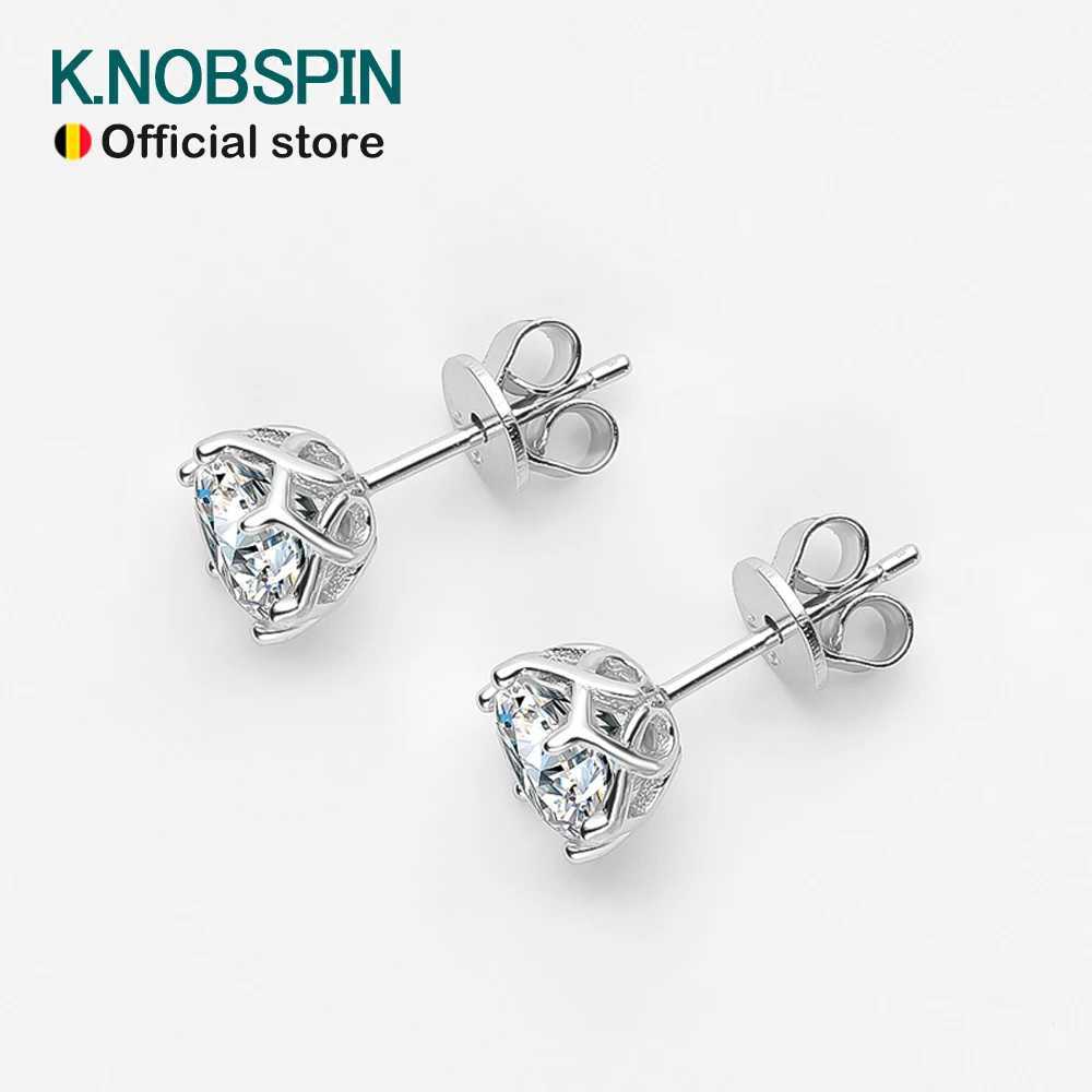 Charm KNOBSPIN 1CT D Kleur Moissanite Oorbel S925 Sterling Verzilverd met 18k Wit Gouden Oorbellen voor Vrouwen Bruiloft Fijne SieradenL2403