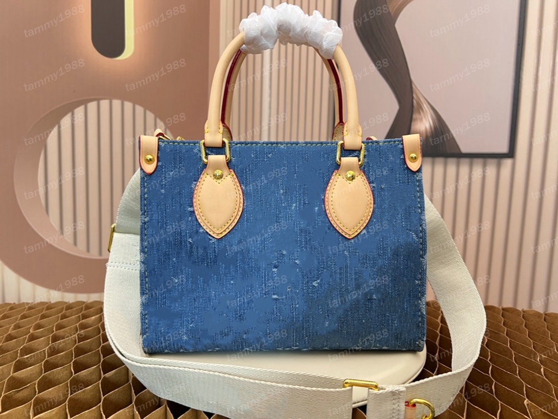 Designers väskor denim blå axelväskor på totes handväskor kvinnor sac plat tote mm m46373 m45659 luxurys crossbody axel väska äkta läder messenger plånbok