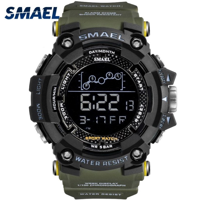 Męski zegarek wojskowy odporny na wodę Smael Sport Army LED Digital Brance Stopwatches dla mężczyzn 1802 Relogio Masculino Watches302c