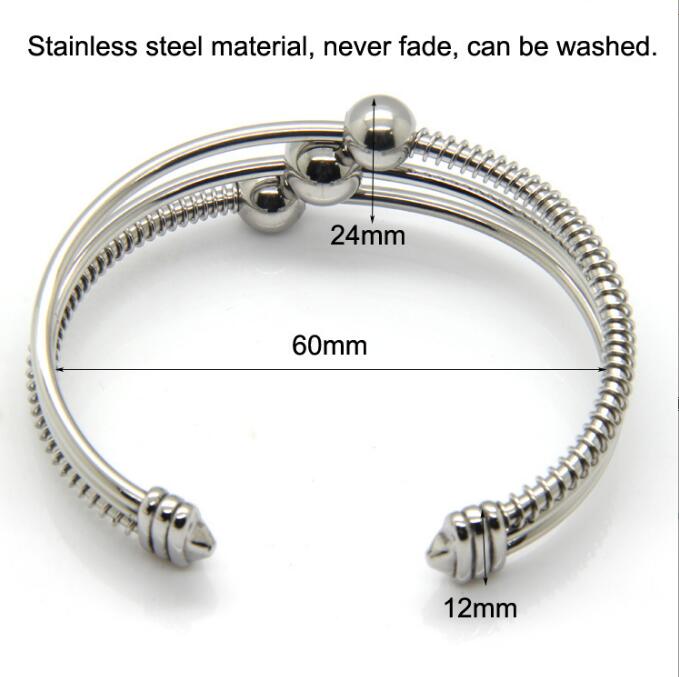 Bracelet en acier inoxydable à la mode, bracelet à trois billes en acier titane