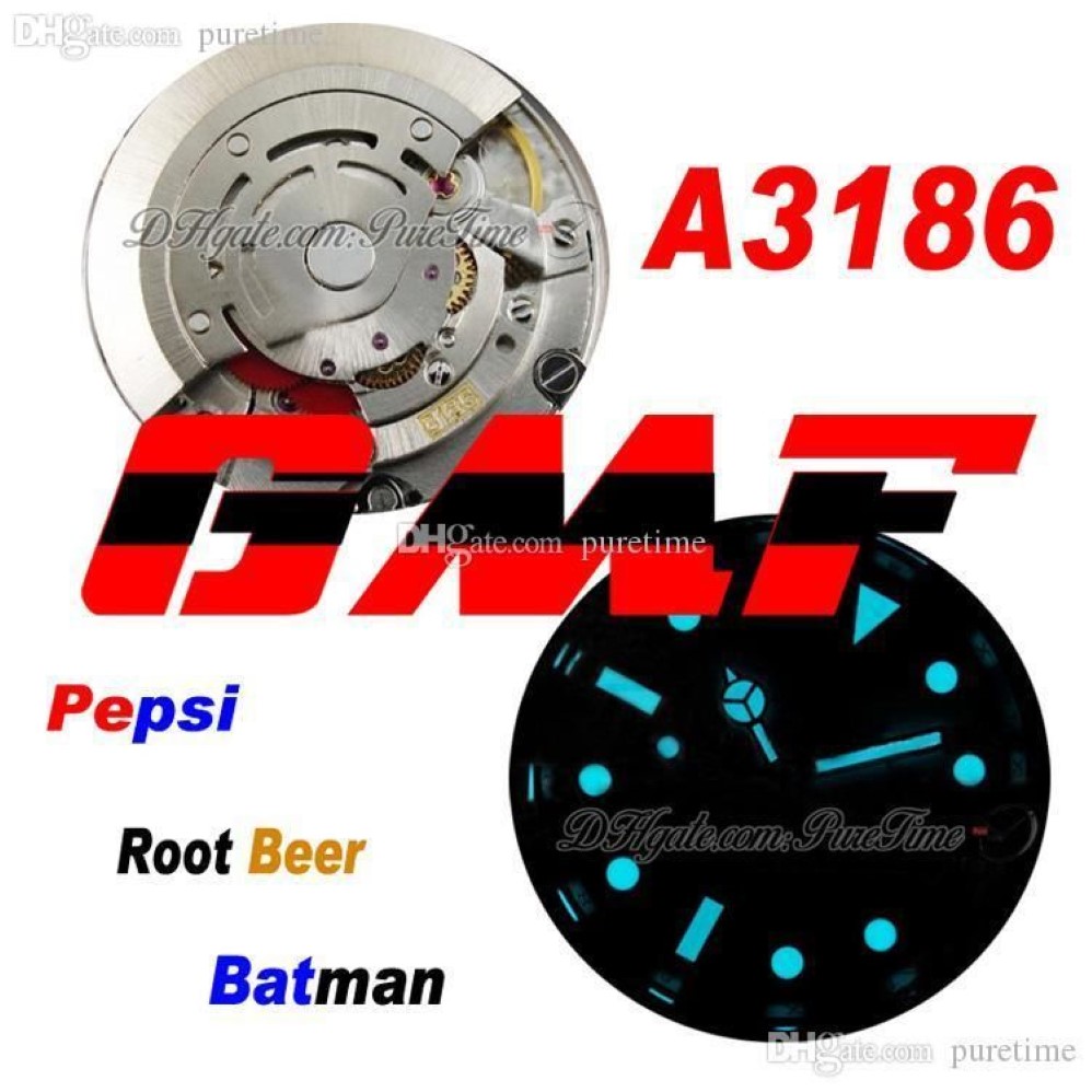 GMF A3186 Relógio Automático Masculino Batman Root Beer Pepsi Vermelho Azul Preto Marrom Cerâmica Moldura Ouro 904L Aço Verde Azul Dial OysterSt311E