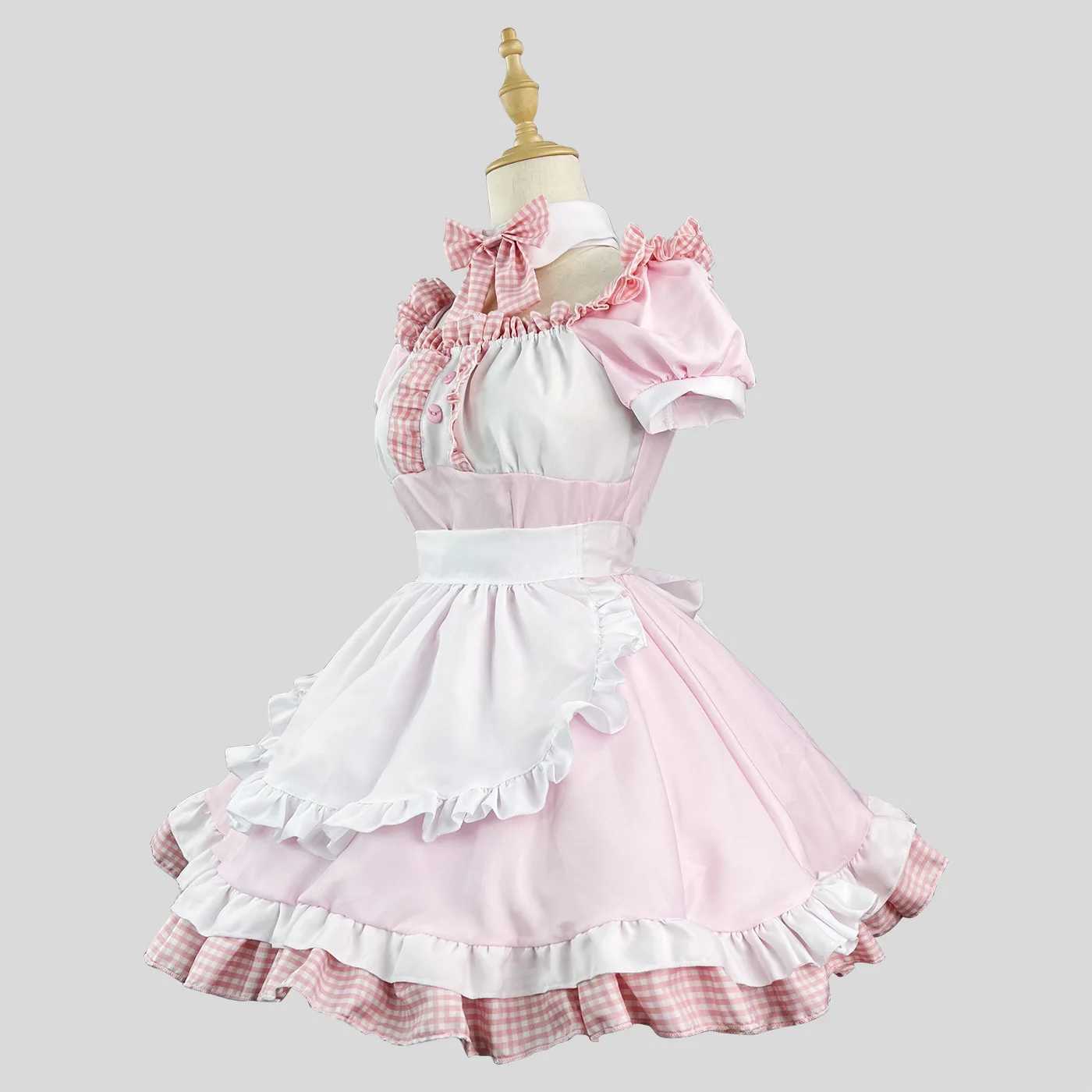 Abiti da ragazza New Pink Sweet Dress Costumi Lolita cameriera Cosplay Cat Girl Costume da cameriera cameriera Costumi di scena feste S -5XL 240315