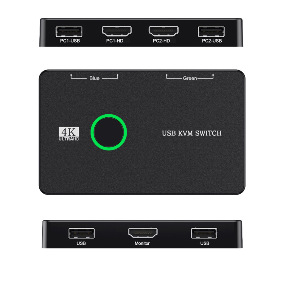 HD USB KVM Switch for 2 Computers Sharing Mouse Keyboard Printer to One HDTV Monitor Support 4K KVM Switcher Box Splitter Display Equipment