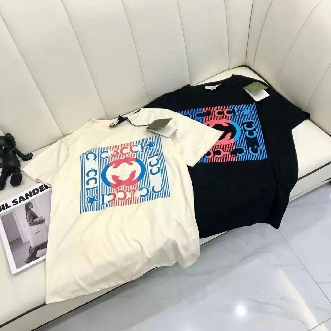 2024 Top European and American Designer Top T-Shirt عالي الجودة من القطن غير الرسمي القصيرة القصيرة