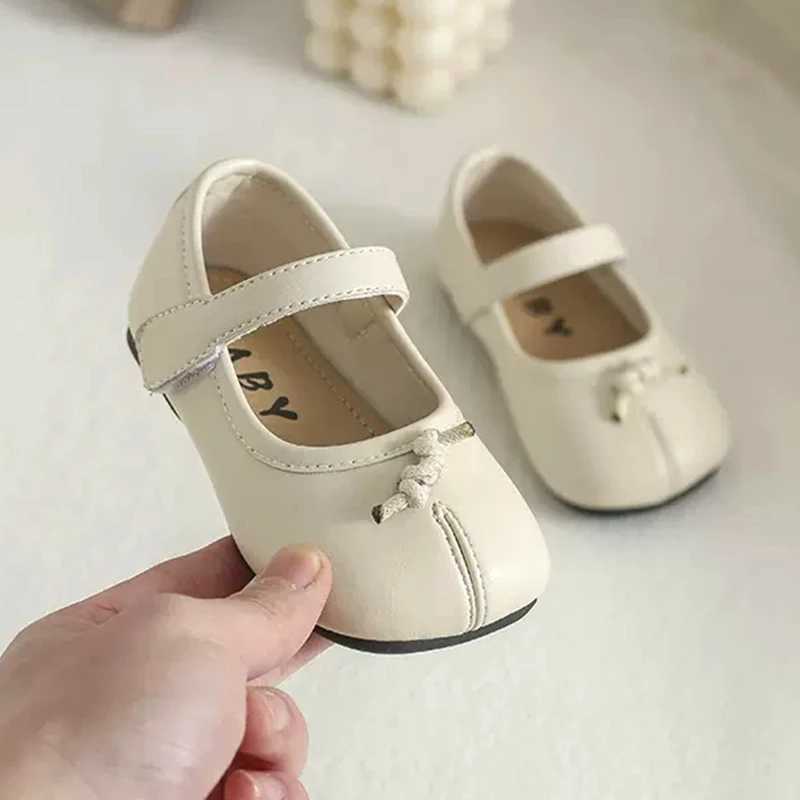 First Walkers 12-15.5 cm chaussures en cuir pour enfants pour petite princesse premier anniversaire mariage solide doux noeud papillon bout large enfants fille chaussures de printemps 240315