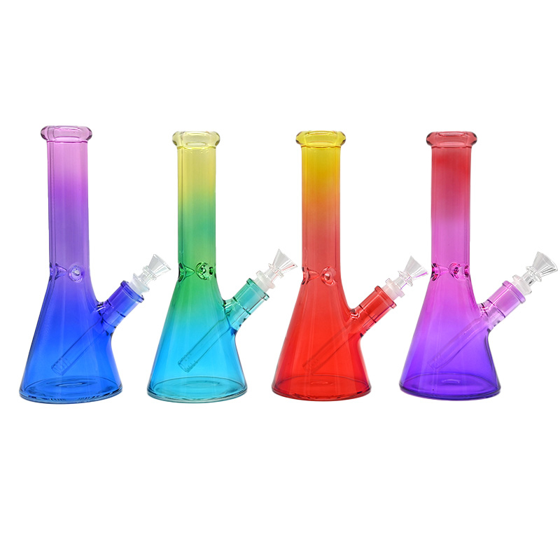 1 peça, 25 cm/9,8 pol., Tubo de água de vidro gradiente colorido, bongos de vidro de borosilicato, cachimbo de água de vidro, item para fumar vidro, presentes de feriado, decorações para casa, acessórios para fumar