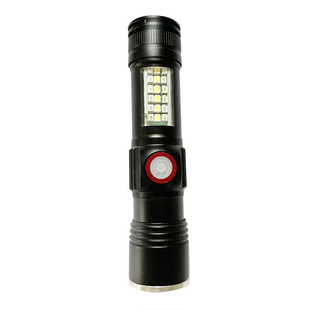 Mini lampe de poche Portable USB, Zoom télescopique multifonctionnel, petite lampe d'extérieur d'avertissement rouge et bleu, 896438