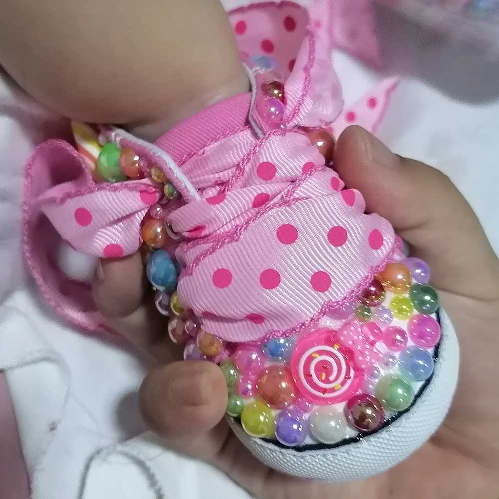 First Walkers Hand-made Zirconia Bow Baby Girl Kids Boots Hair Band First Walker Shiny Crystal Gift for Princess Stork Party 240315