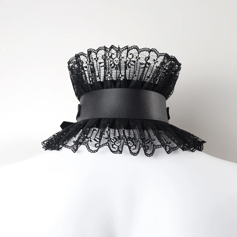 Collier de princesse exagéré de style gothique foncé, accessoires gothiques, ras du cou en cuir noir et dentelle, collier Lolita vintage, chaîne esthétique 240315