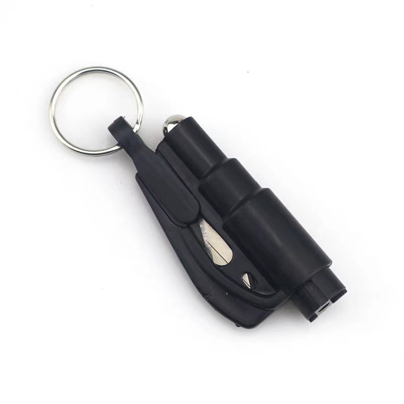 Självförsvar Keychains Saving Hammer Key Chain Rings säkerhetsbälte Cutter Auto Window Breaker Keychain Car Emergency Safety Hammer Escape Lift Save Tool SOS Whistle