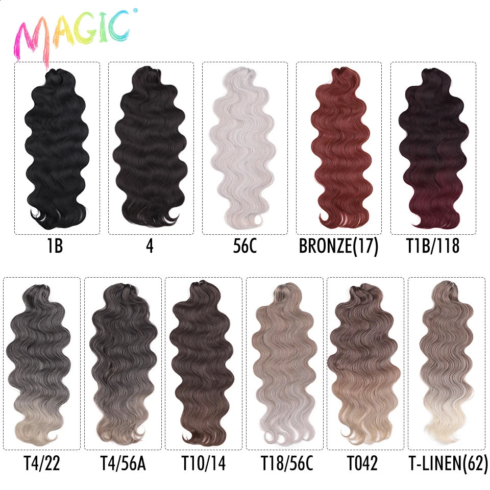 Magic Body Wave Häket Haar 24 -Zoll weiches langes synthetisches Haar Göttin Zöpfe Haar natürliche Wellen Ombre Blonde Haar 240407