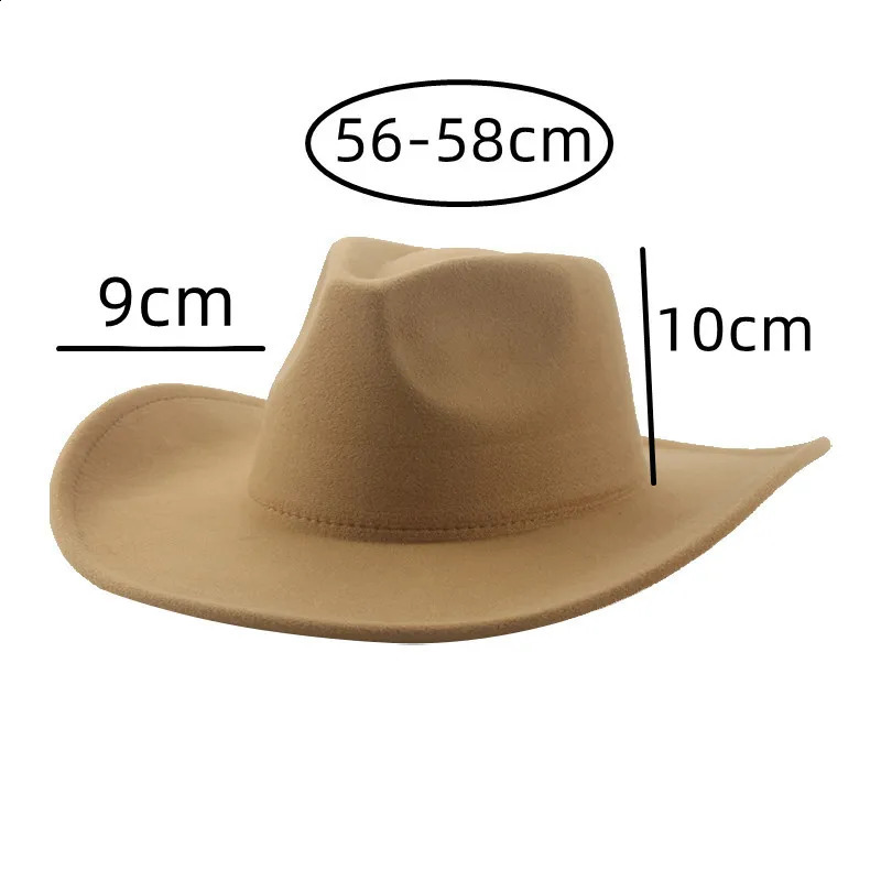 Chapéu de cowboy chapéus para mulheres homem sólido panamá aba larga casual ocidental cowgirls cáqui preto jazz bonés sombrero hombre sombreros 240311