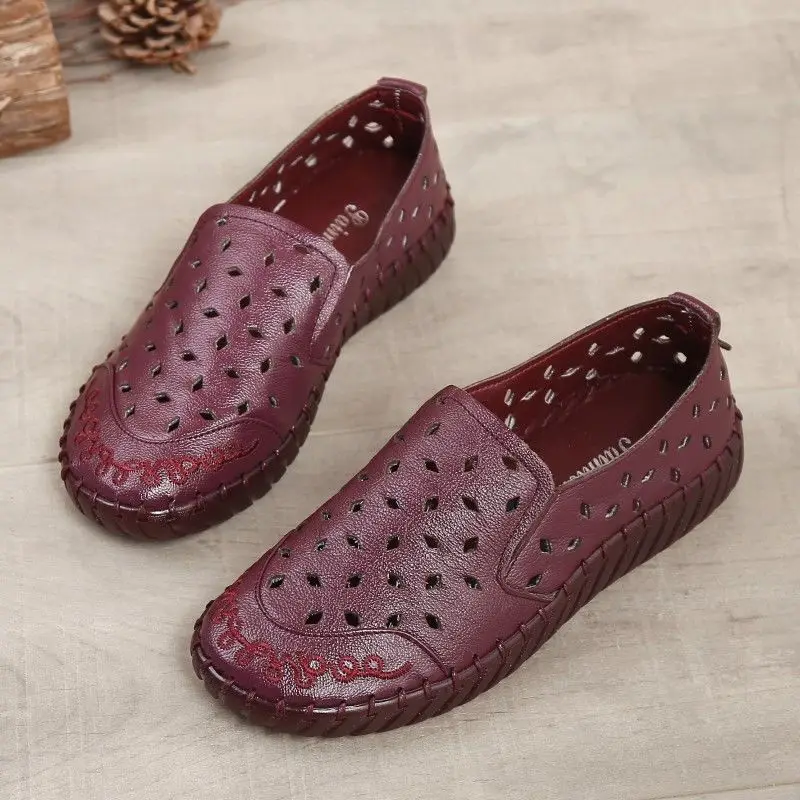 Boots Genuine Leather Purple Flat Shoes For Women White Flats Women's Black Loafers Shoes Big Size 42 Woman Moccasins Ballerina Shoes