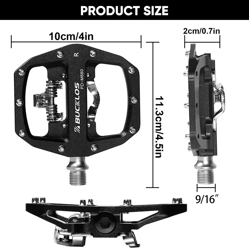 BUCKLOS Mtb Pedals for Bicycle Dual Function Side Pedal Platform Mountain Bike Clip Flat Pedals Fit SPD MTB Bicycle Paddle Part 240308