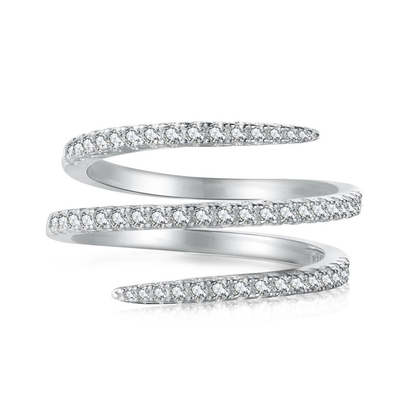 or spirale designer bande anneau pour femme diamant 925 argent sterling spirale zircone bagues de fiançailles bijoux de luxe femmes filles ami saint valentin cadeau boîte