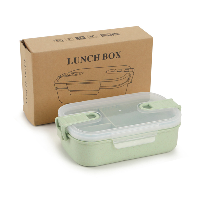 밀짚 밀도락 상자 전자 레인지 벤토 박스 건강 천연 학생 휴대용 음식 저장 저녁 식사 상자 3 색