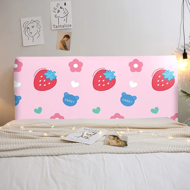 Fruit Strawberry Elastic All-inclusive Bed Head Cover Print Bedside Back Dust-Proof Cover Bedroom Room Soft Headboard Slipcover 240309