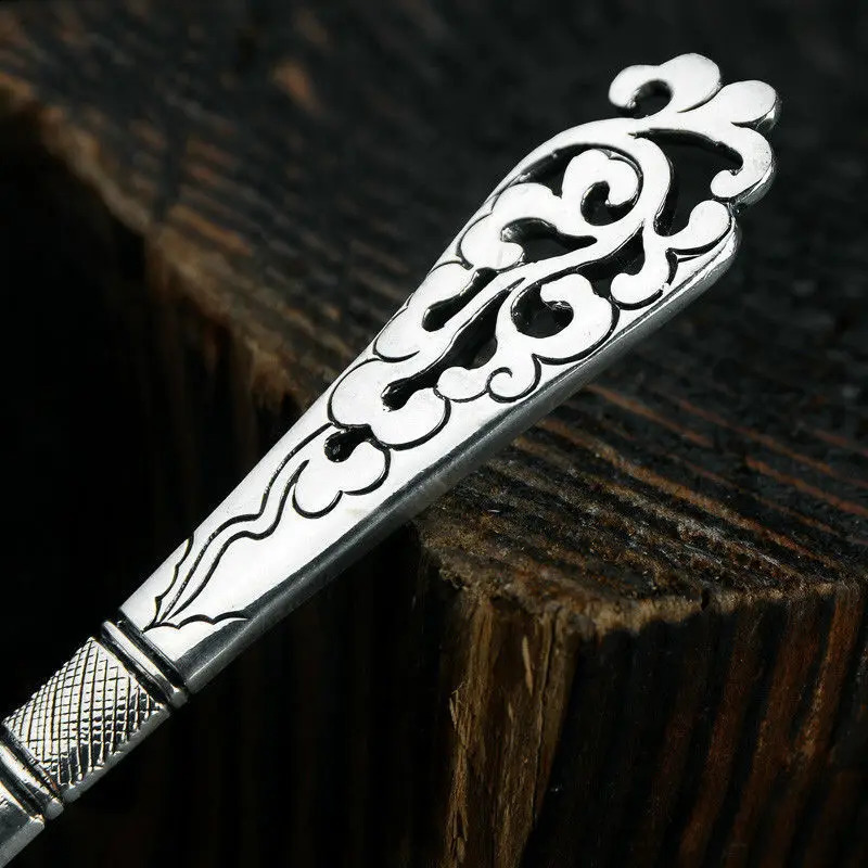 Thai Silver S925 Holledout Auspicious Cloud Tiara Hairpin Simple Ethnic Etnic Classical Hair Charm Accessori Hanfu Y240311