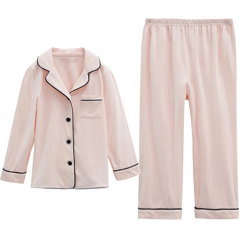 Ensembles de pyjama à col rabattu rose princesse pour filles. Ensemble de pyjama à manches longues et ligne noire pour enfants en bas âge, vêtements de nuit. Vêtements pour enfants 240312