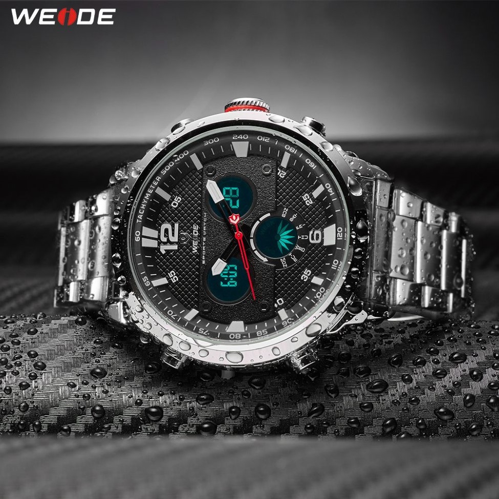 WEIDE hommes Sport haut de gamme marque mouvement à Quartz résistant à l'eau Relojes Hombre mode décontracté alarme numérique montre-bracelet Clock290D