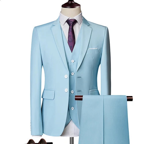 Ternos para homens blazers conjunto elegante casamento de luxo 3 peças negócios formal colete calças casacos completos 240311