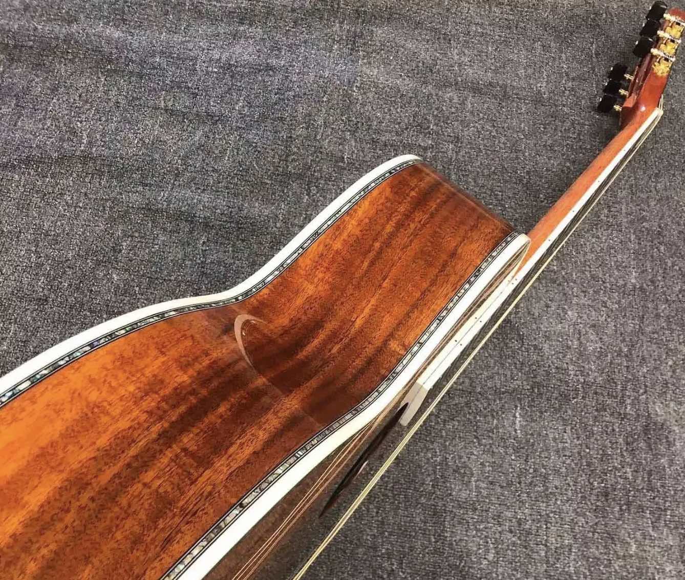 Ooo cutaway Body koa achterkant Akoestische gitaar abalone binding Aangepaste gitaar