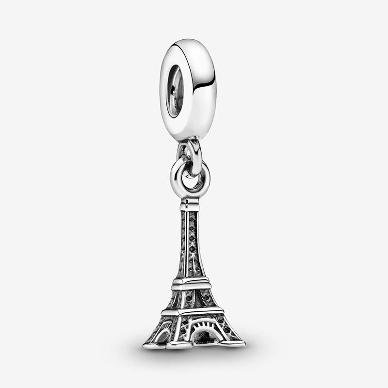 100% 925 Sterling Silver Tower Dangle Charm Pandoras 팔찌 제작 매력 디자이너 목걸이 펜던트 여자 친구 선물 오리지널 박스 공장 도매 선물