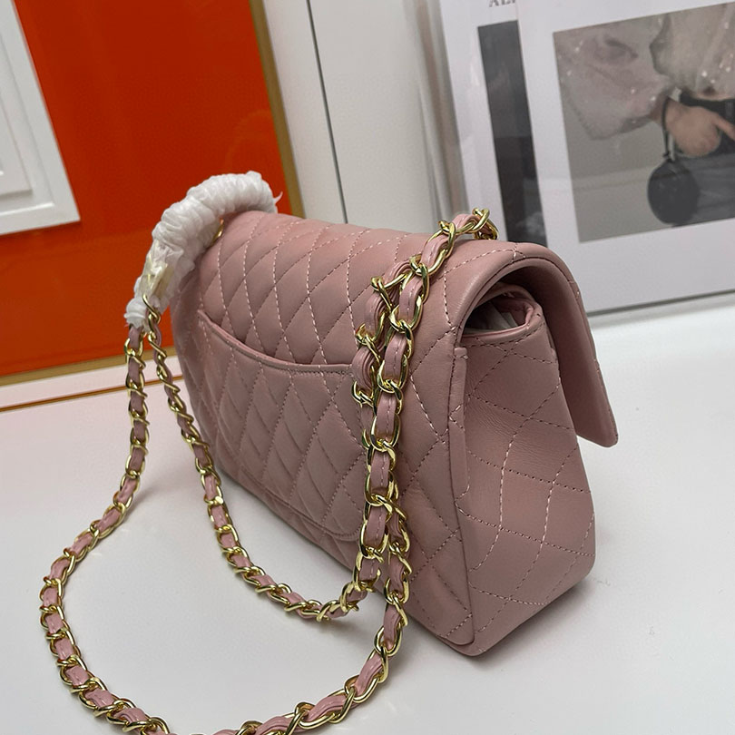 Sacs de créateurs de luxe noir rose pour femmes chaîne en peau de mouton de luxe petit sac carré sac à main en peau de mouton sac à main en cuir de mode sac de luxe