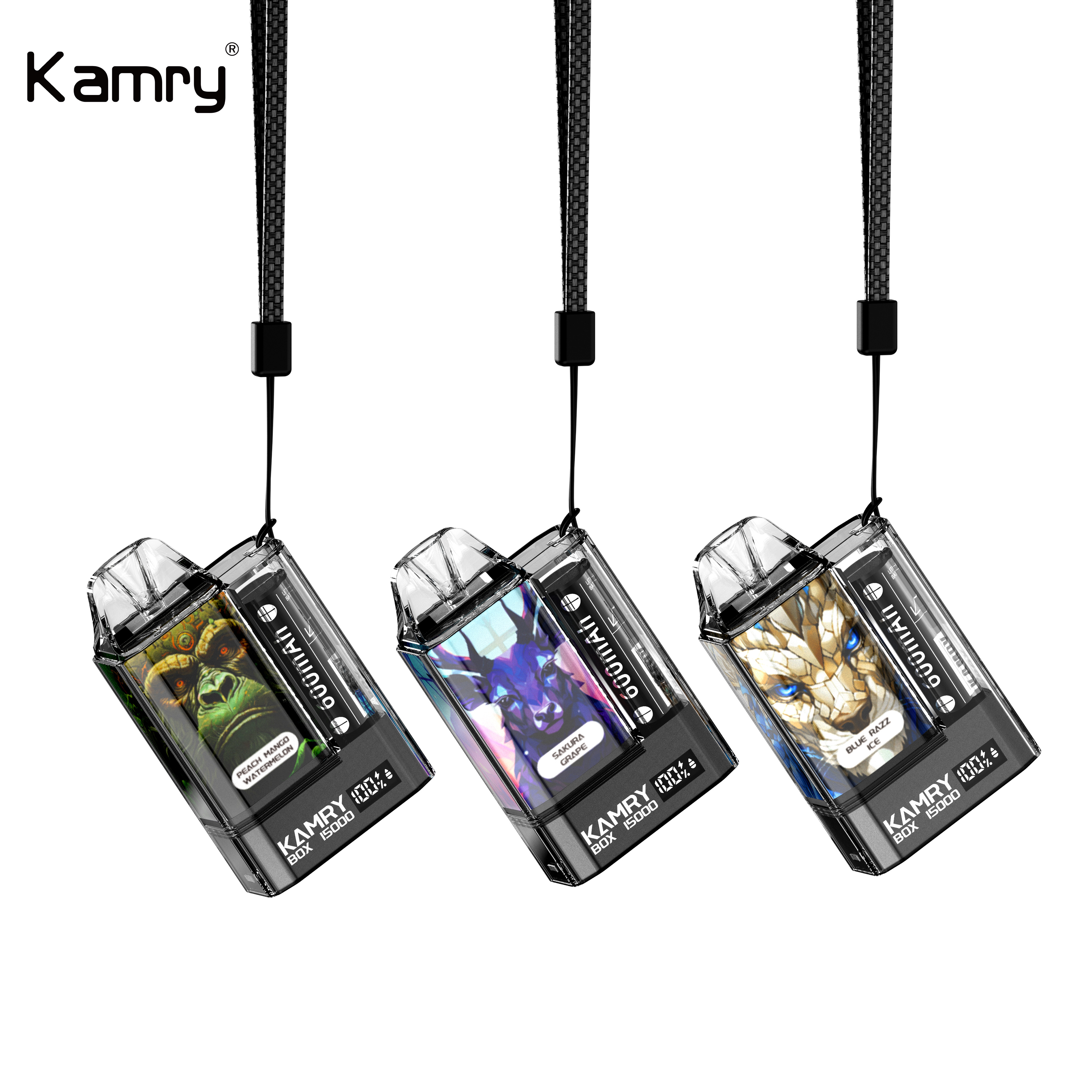 New Kamry BOX 15000Puff Disposable Electronic Cigarette Intelligent Display puff15k Mesh Coil Hanger 600mah 15kpuff Rechargeable Evaporator vape 10 flavors