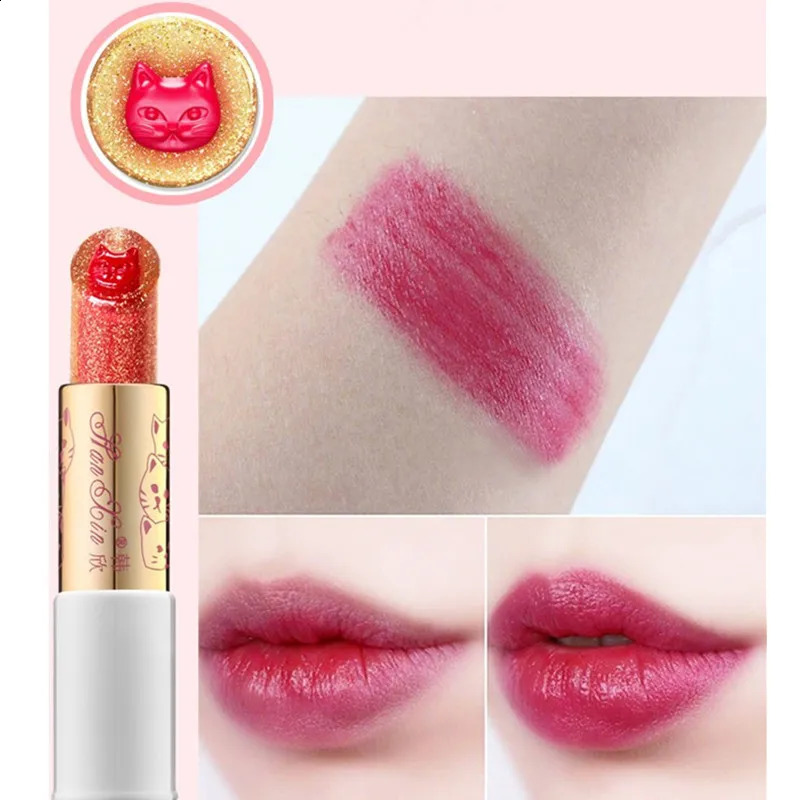 Set Jelly Lipstick Cat Lip Balm Waterproof Long Lasting Crystal Moisturizing 240311