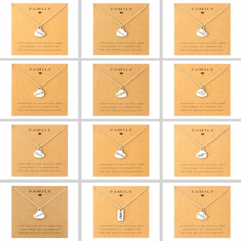 Aunt Sister Uncle Pendants Chain Necklaces Grandma Grandpa Family Mom Daughter Dad Father Brother Son Fashion Jewelry Love Gift260F