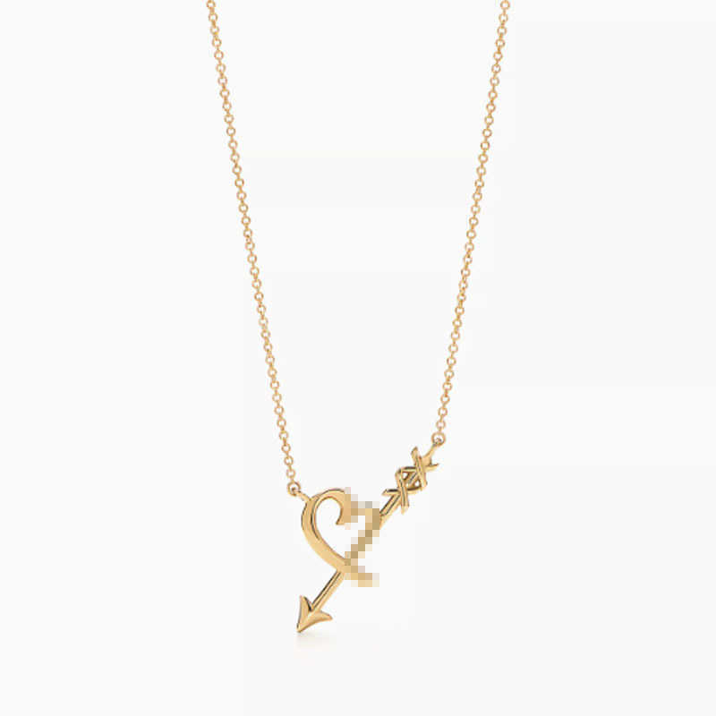 Designer Fashionabla Tiffay och Co S925 Sterling Silver Letter Leaf Heart Small Gold Plated Necklace Tie Home Populära smycken