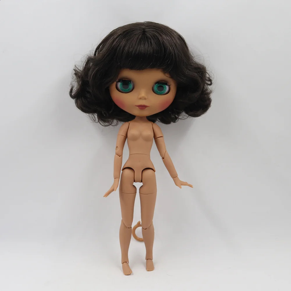 Icy Blyth Doll 16 BJD 30CM DOLL MED Dark Hud och Short Black Curly Hair Matte Face Naken Joint Body BL950 240305