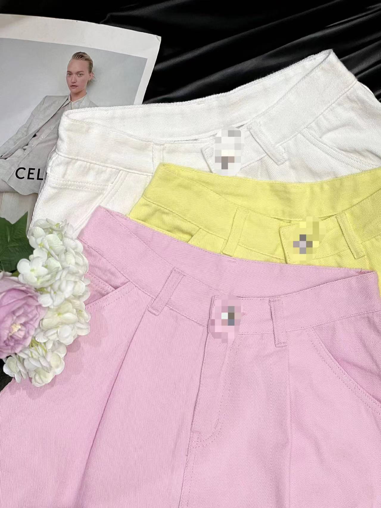Livraison gratuite 2024 jaune/blanc/rose lettre droite ample femmes pantalons formels concepteur pantalons décontractés pour femmes 3177