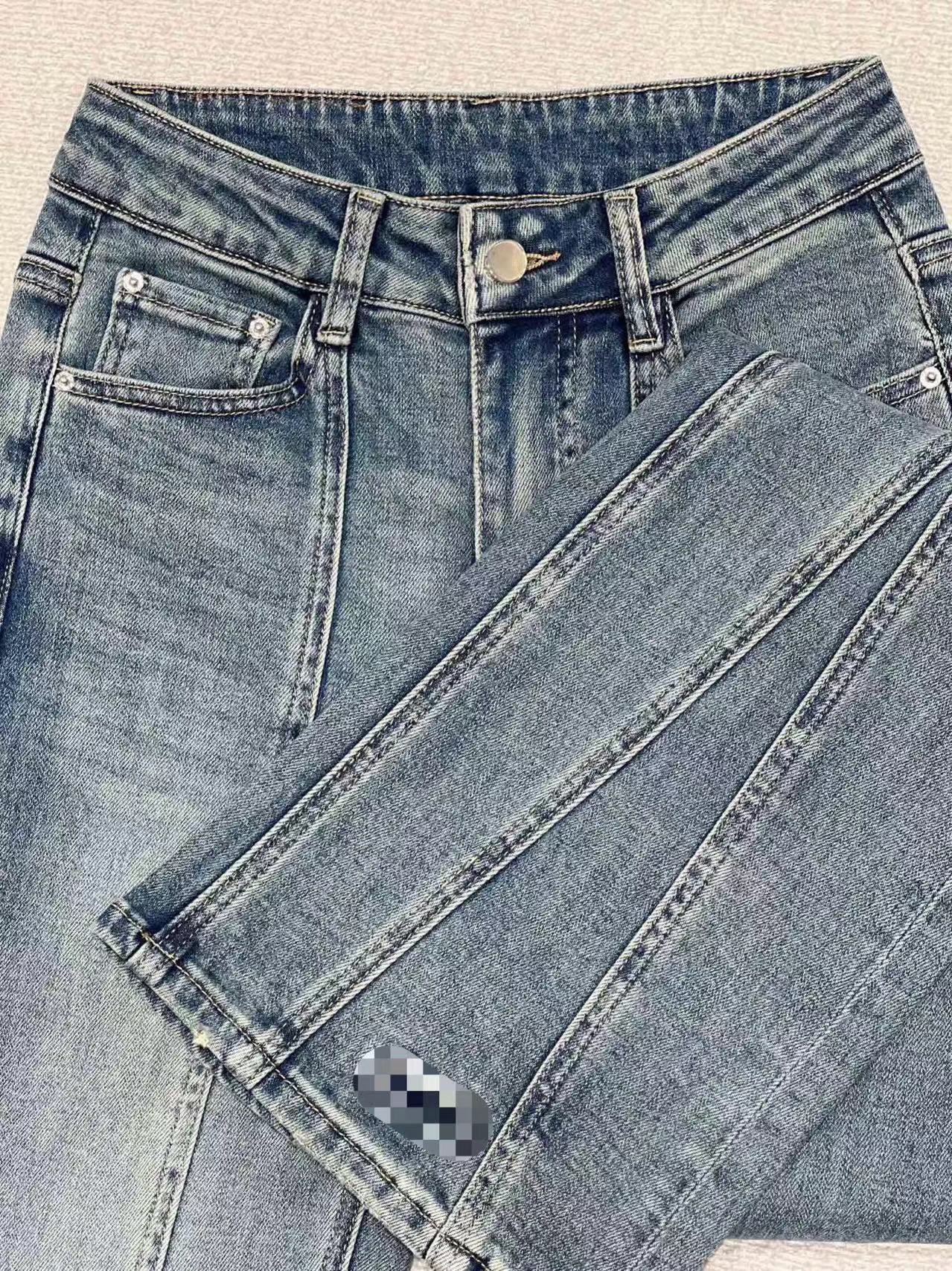 Frete grátis 2024 azul carta flare botões soltos jeans femininos designer calças jeans femininas 31710