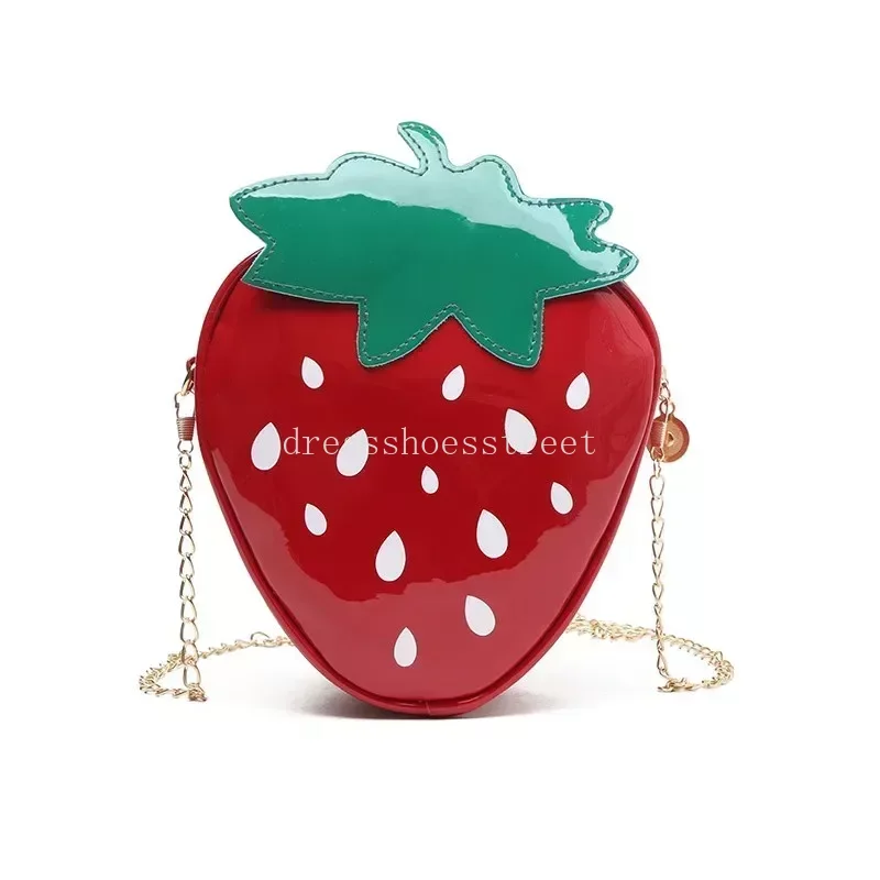 Korean Fashion Strawberry Crossbody Shoulder Bag PU Leather Outside Toiletry Storage Bag for Girls Coin Money Holder Handbags