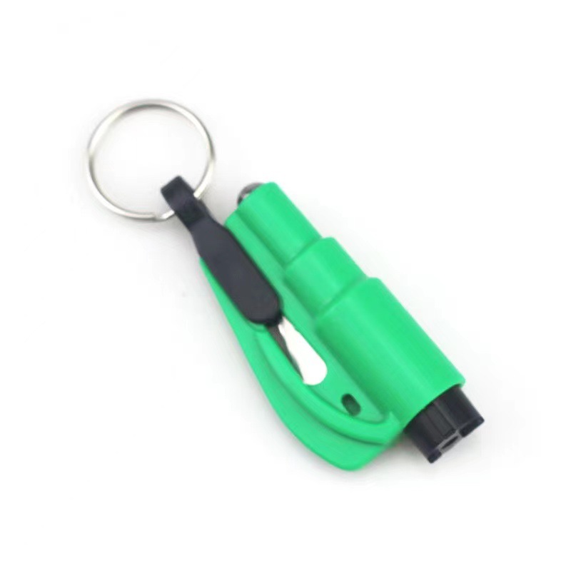 Självförsvar Keychains Saving Hammer Key Chain Rings säkerhetsbälte Cutter Auto Window Breaker Keychain Car Emergency Safety Hammer Escape Lift Save Tool SOS Whistle