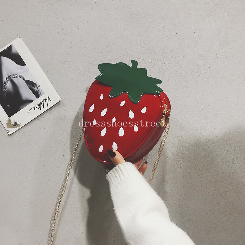 Korean Fashion Strawberry Crossbody Shoulder Bag PU Leather Outside Toiletry Storage Bag for Girls Coin Money Holder Handbags