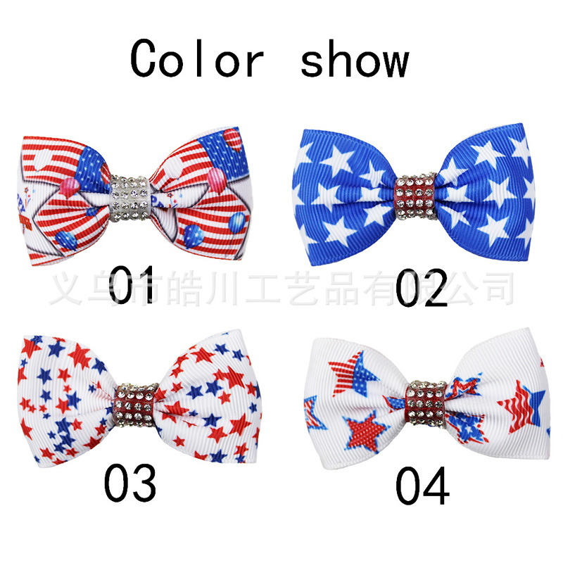 American flag print Hair Clips Duck billed hairpins Hair Bow With Clip 4th of July Independence Day kids Hair Accessories National Day gifts